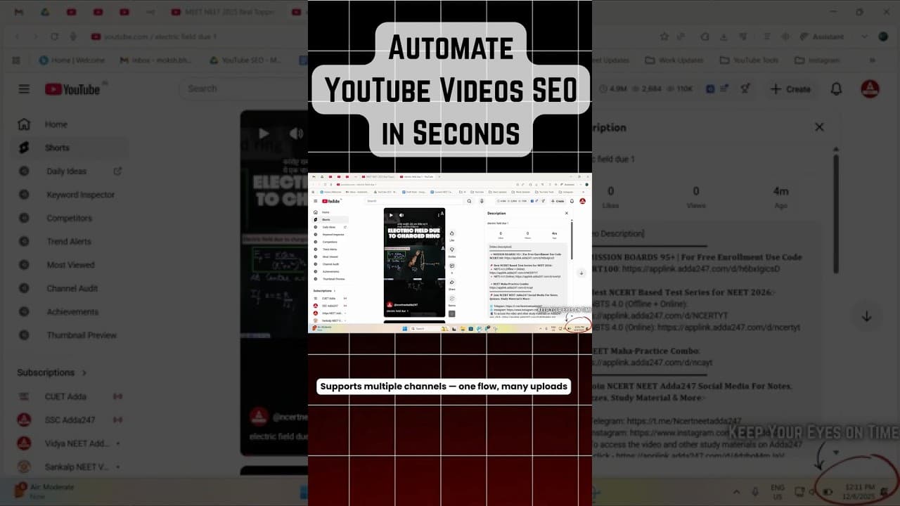 I Automated YouTube Videos SEO for Multiple Channels Using AI (No More Manual Work!)
